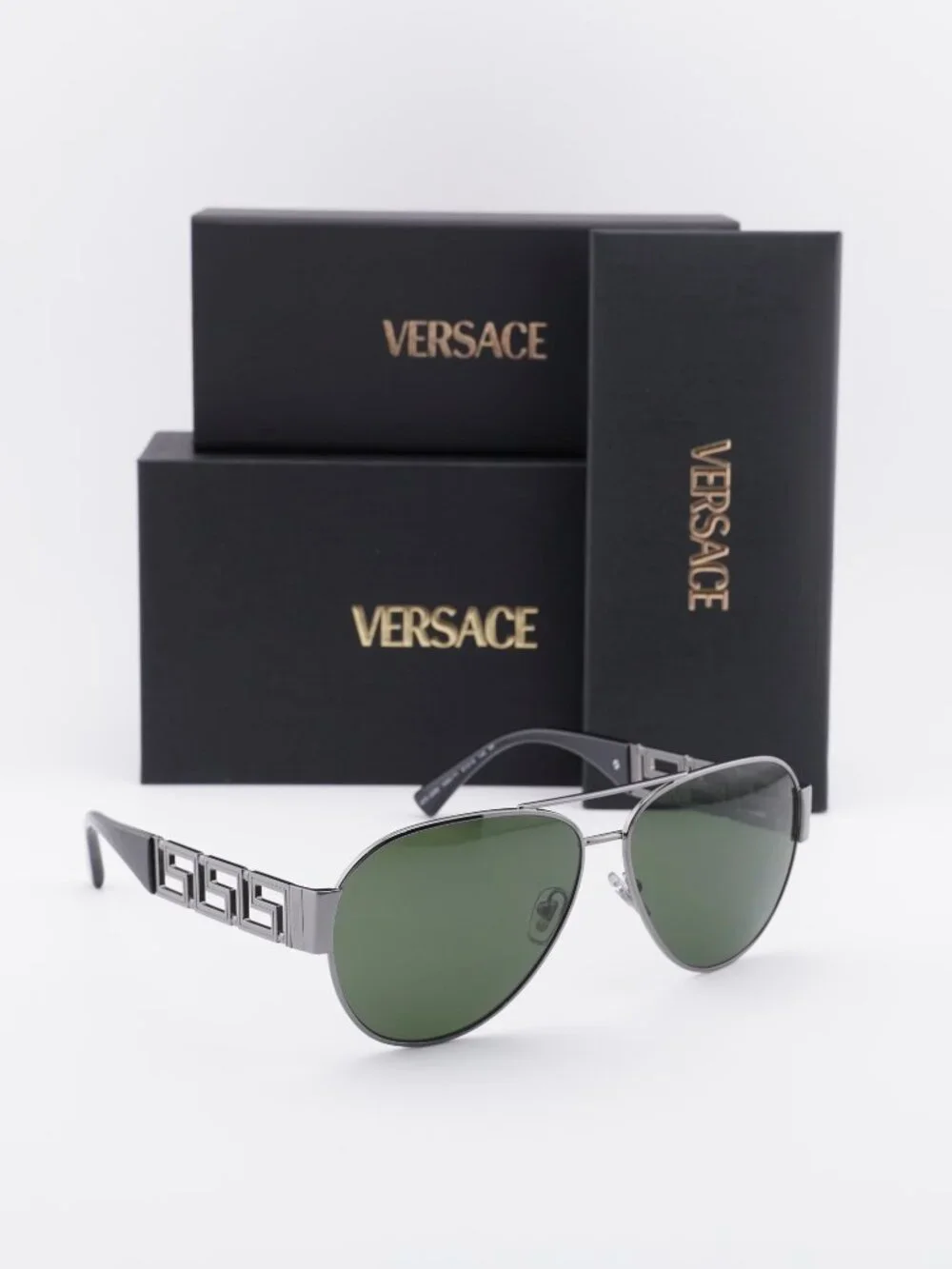 Versace VE2289 100071 Aviator Sunglasses – Gunmetal / Dark Green